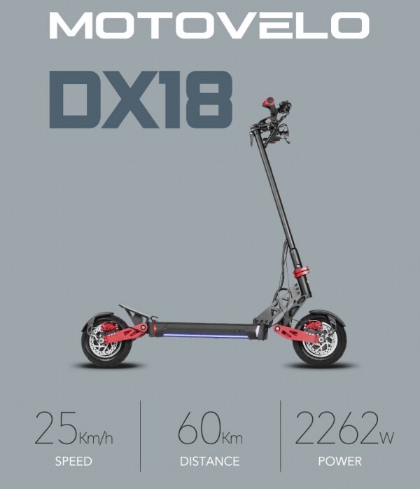 라이딩데이,[모토벨로] 듀얼 전동킥보드 2262W 18Ah- 스마트키 자전거도로가능 DX18